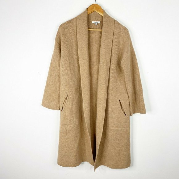 Madewell Womens Camel Beige Rivington Soft Merino Wool Coat Sweater Size XS - Picture 2 of 6